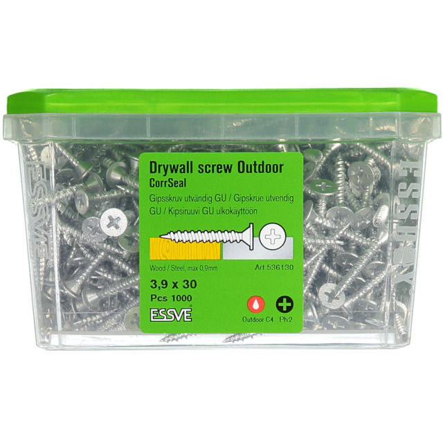 GIPSSKRUV KOMBI 3,9X30 UTVÄND CORRSEAL 1000ST/PKT STÅL/TRÄ