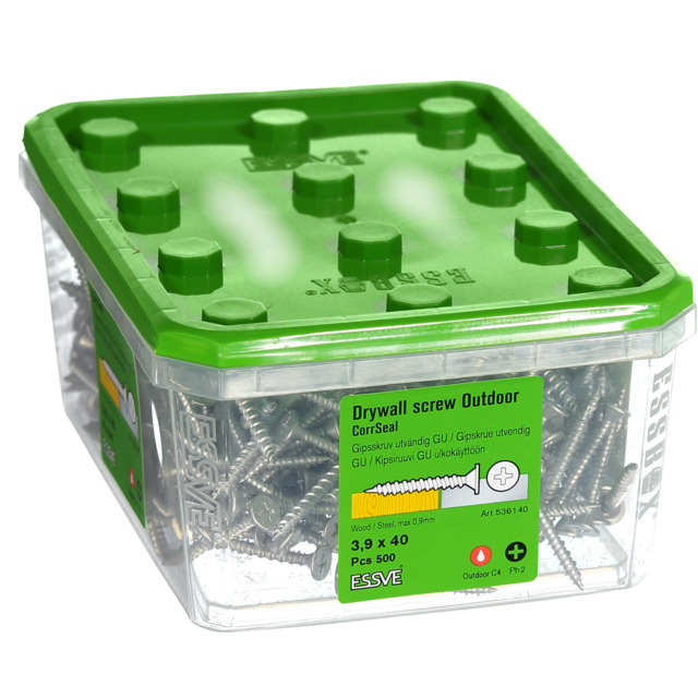 GIPSSKRUV KOMBI 3,9X40 UTVÄND CORRSEAL 500ST/PKT STÅL/TRÄ