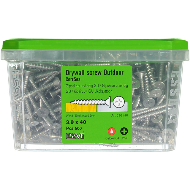 GIPSSKRUV KOMBI 3,9X40 UTVÄND CORRSEAL 500ST/PKT STÅL/TRÄ