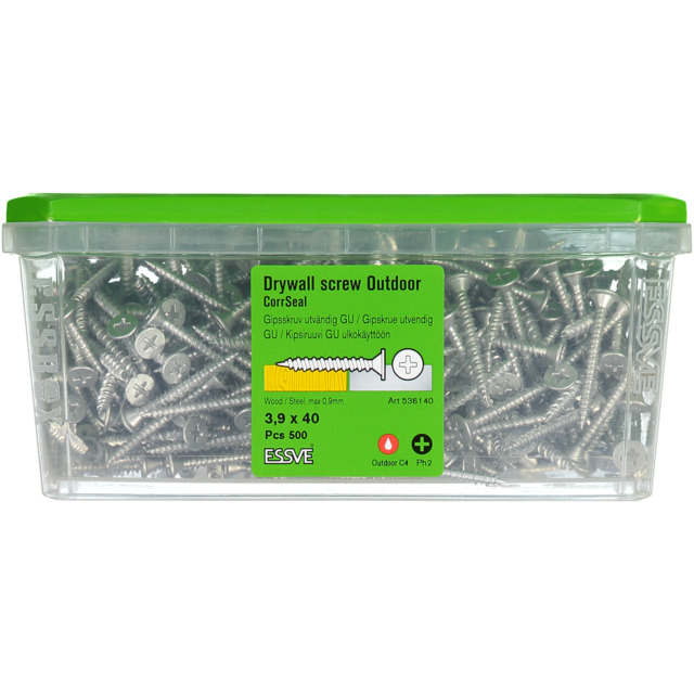 GIPSSKRUV KOMBI 3,9X40 UTVÄND CORRSEAL 500ST/PKT STÅL/TRÄ