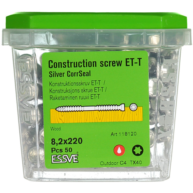 TRÄSKRUV ET-T 8,2X220 50ST CUTTER CS KONSTRUKTION