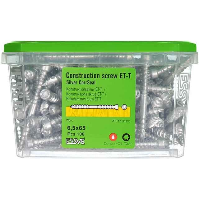 TRÄSKRUV ET-T 6,5X65 100ST CUTTER CS KONSTRUKTION