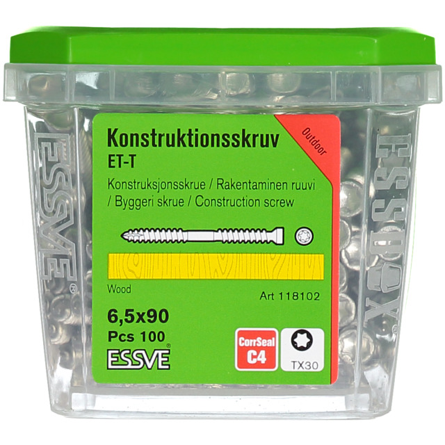 TRÄSKRUV ET-T 6,5X90 100ST CUTTER CS KONSTRUKTION
