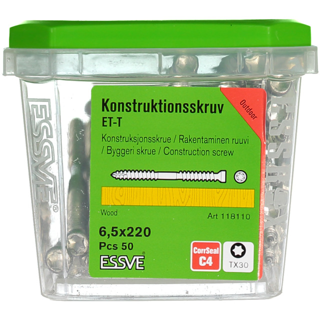 TRÄSKRUV ET-T 6,5X220 50ST CUTTER CS KONSTRUKTION