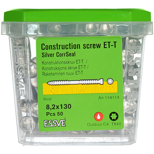 TRÄSKRUV ET-T 8,2X130 50ST CUTTER CS KONSTRUKTION