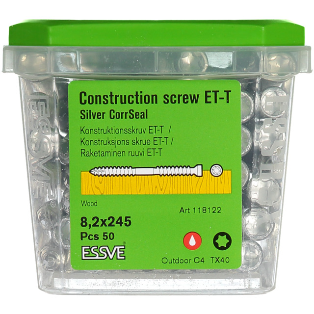 TRÄSKRUV ET-T 8,2X245 50ST CUTTER CS KONSTRUKTION