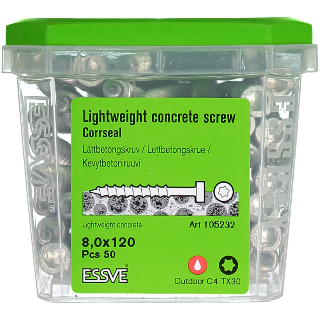 LÄTTBETONGSKRUV CS 8X120  50ST TX30 CORR-SEAL INDU-PROG | Beijerbygg Byggmaterial