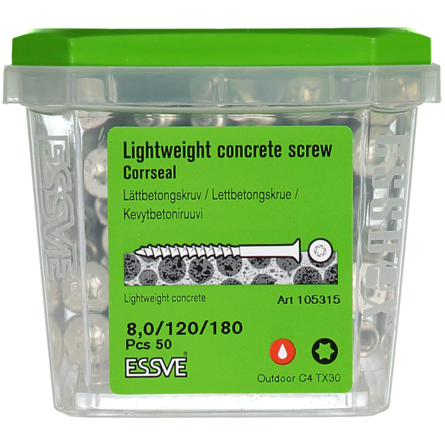 LÄTTBETONGSKRUV FS CS 8X180 50 50ST | Beijerbygg Byggmaterial