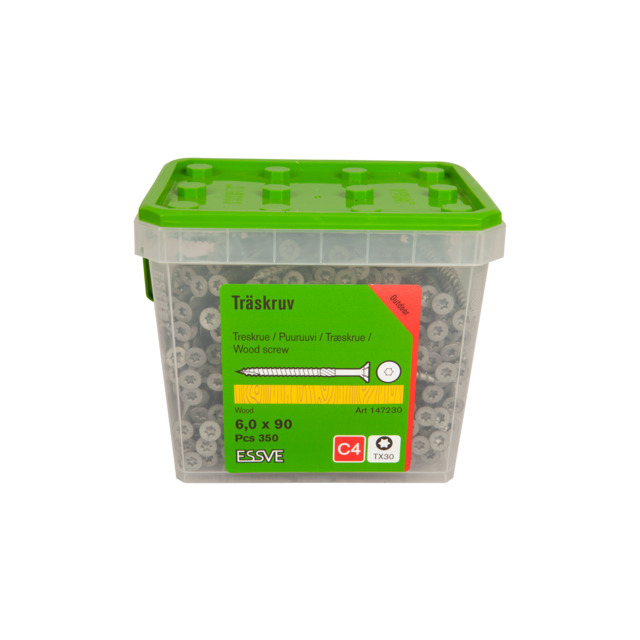 TRÄSKRUV FÖRSÄNKT HUVUD C4-2000H 6,0X90MM 350ST | Beijerbygg Byggmaterial