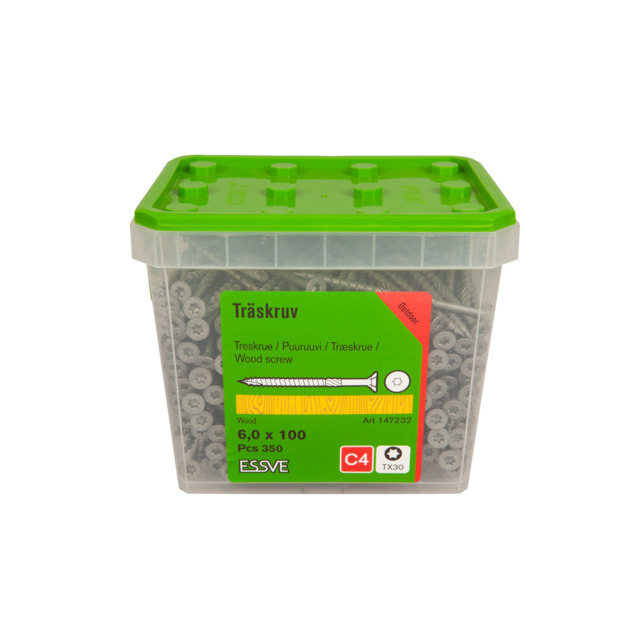 TRÄSKRUV FÖRSÄNKT HUVUD C4-2000H 6,0X100MM 350ST | Beijerbygg Byggmaterial