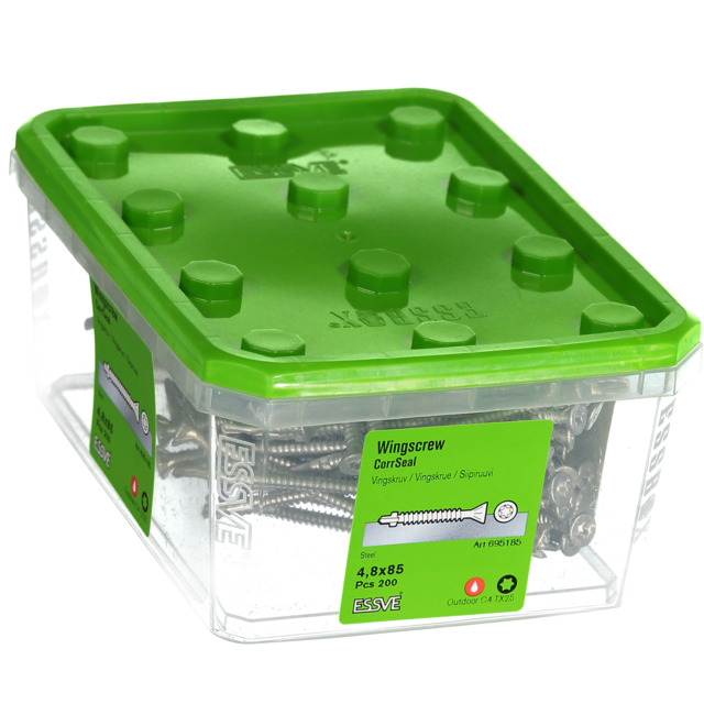 VINGSKRUV FÖRSÄNKT HUVUD TX25 BORRSPETS CORRSEAL 4,8X85MM 200ST