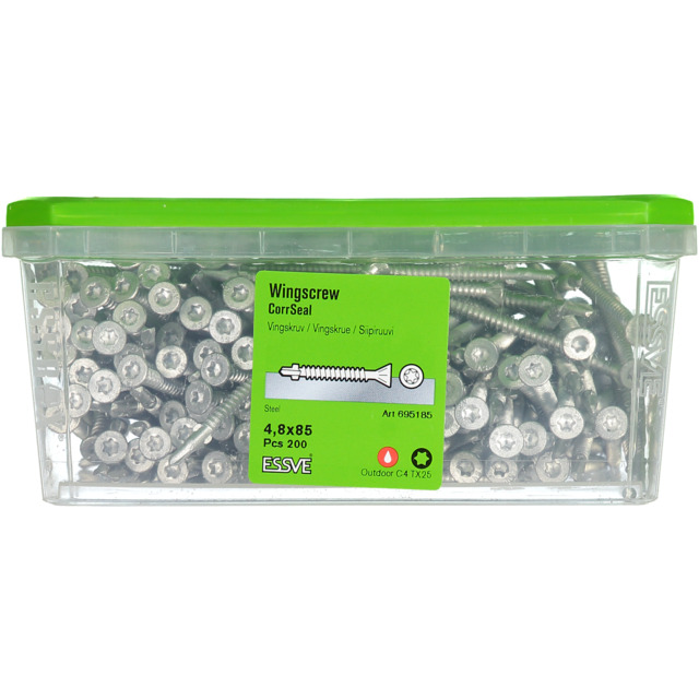 VINGSKRUV FÖRSÄNKT HUVUD TX25 BORRSPETS CORRSEAL 4,8X85MM 200ST