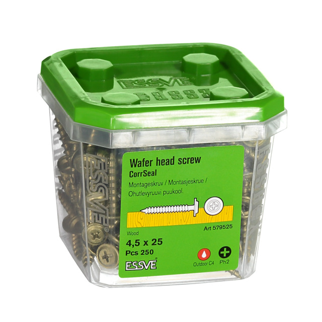MONTAGESKRUV UTVÄNDIG 4,5X25 250ST PH2 TRÄ CORRSEAL