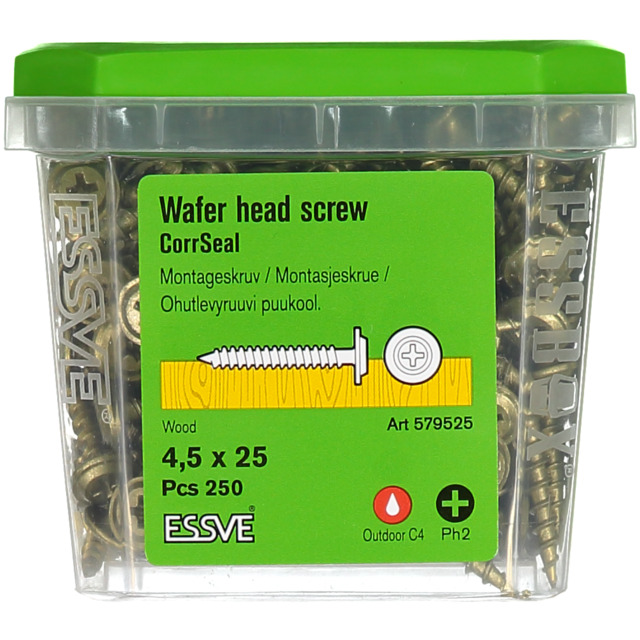 MONTAGESKRUV UTVÄNDIG 4,5X25 250ST PH2 TRÄ CORRSEAL