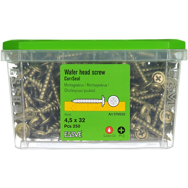 MONTAGESKRUV UTVÄNDIG 4,5X32 250ST PH2 TRÄ CORRSEAL