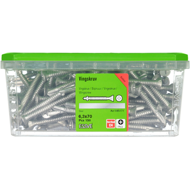 VINGSKRUV FÖRSÄNKT HUVUD PH3 BORRSPETS CORRSEAL 6,3X70MM 150ST