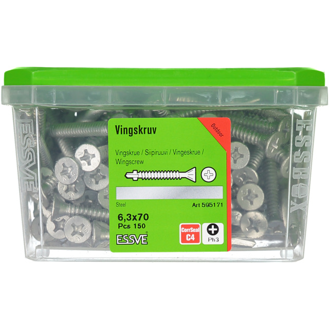 VINGSKRUV FÖRSÄNKT HUVUD PH3 BORRSPETS CORRSEAL 6,3X70MM 150ST