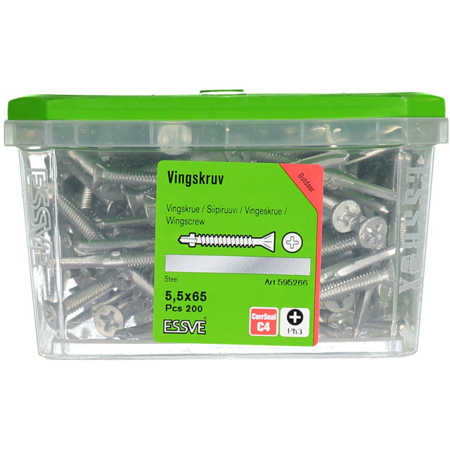 VINGSKRUV FÖRSÄNKT HUVUD PH3 BORRSPETS CORRSEAL 5,5X65MM 200ST