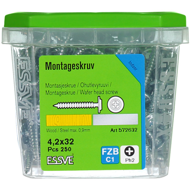MONTAGESKRUV SH 4,2X32 FZB 250ST TRÄ/STÅL  (6) 406511