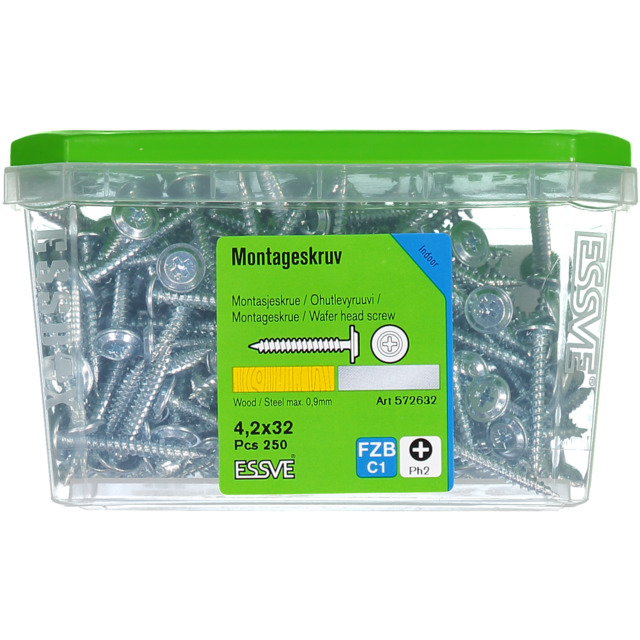 MONTAGESKRUV SH 4,2X32 FZB 250ST TRÄ/STÅL  (6) 406511