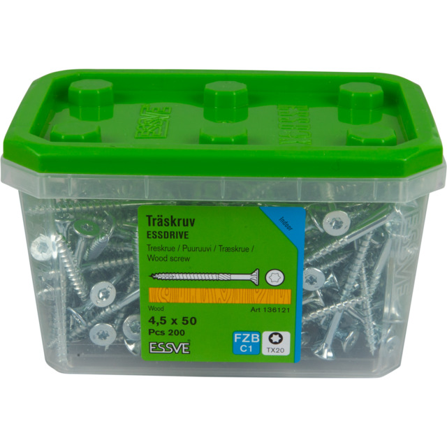 TRÄSKRUV 4,5X50 FH FZB 200ST ESSDRIVE TX20