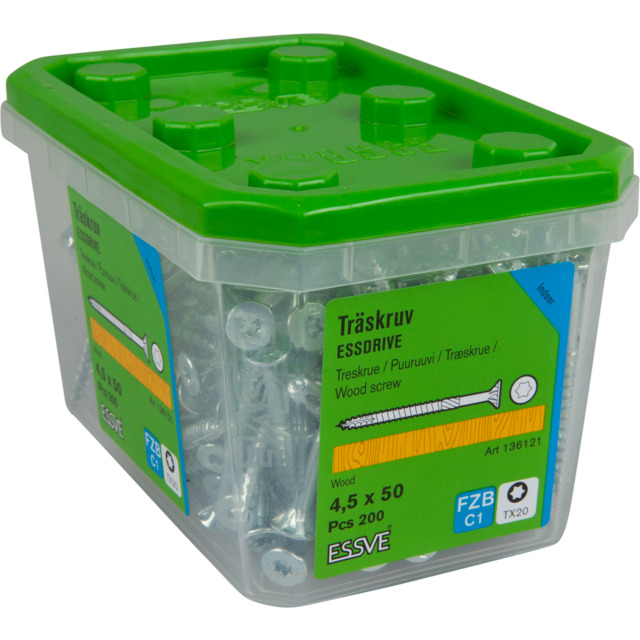 TRÄSKRUV 4,5X50 FH FZB 200ST ESSDRIVE TX20