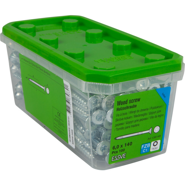 TRÄSKRUV 6,0X140 FH FZB 100ST ESSDRIVE TX30