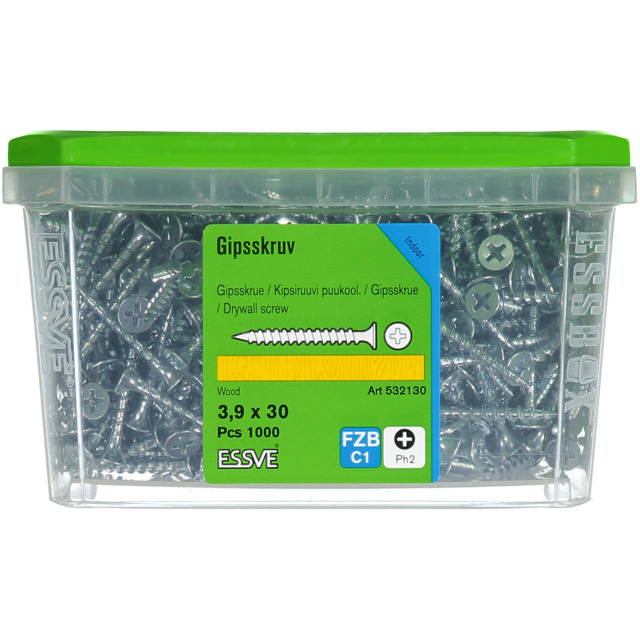 GIPSSKRUV 3,9X30 TRÄ FZ 1000ST (6) 406503