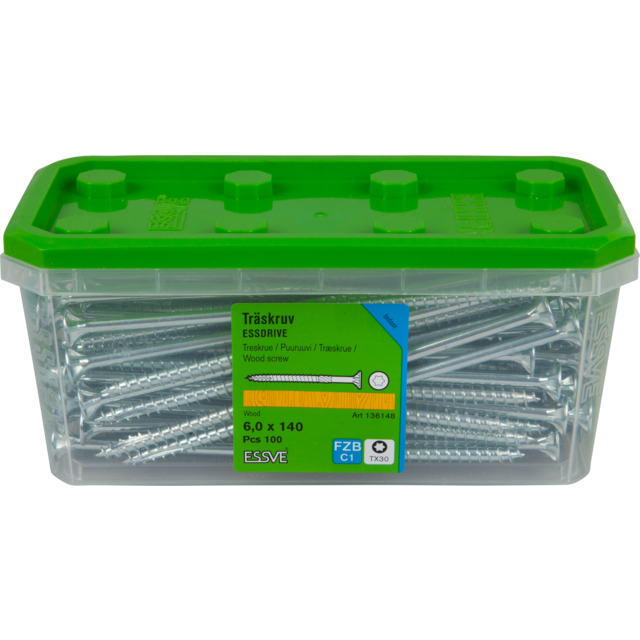 TRÄSKRUV 6,0X140 FH FZB 100ST ESSDRIVE TX30