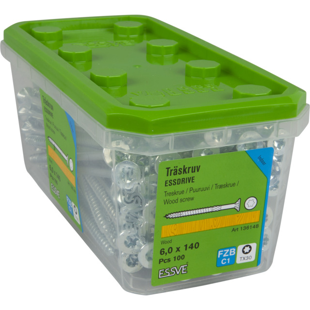 TRÄSKRUV 6,0X140 FH FZB 100ST ESSDRIVE TX30