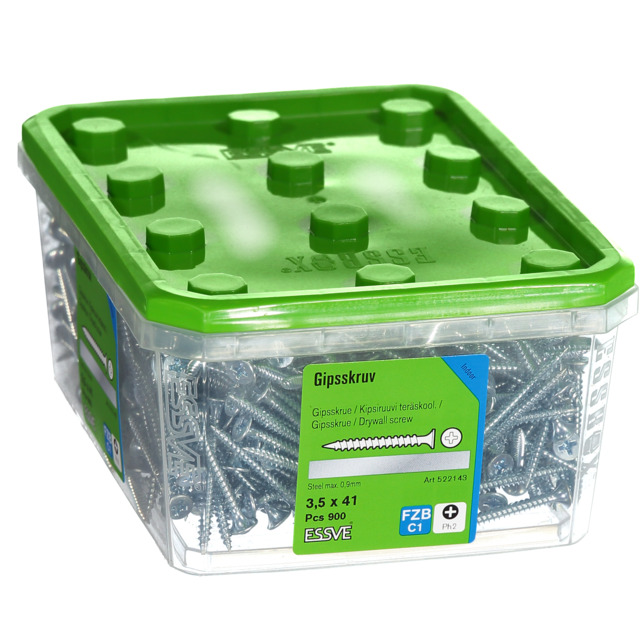 GIPSSKRUV 3,5X41 STÅL 900ST FZB PH2