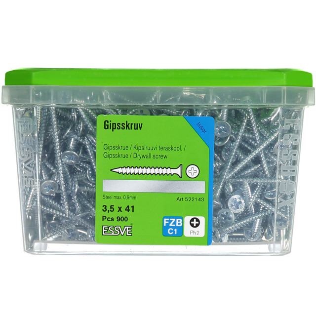 GIPSSKRUV 3,5X41 STÅL 900ST FZB PH2