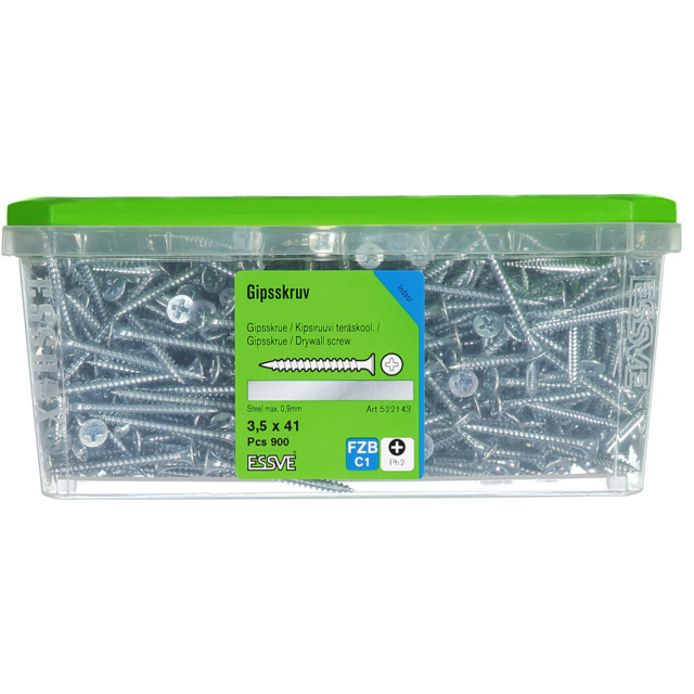 GIPSSKRUV 3,5X41 STÅL 900ST FZB PH2