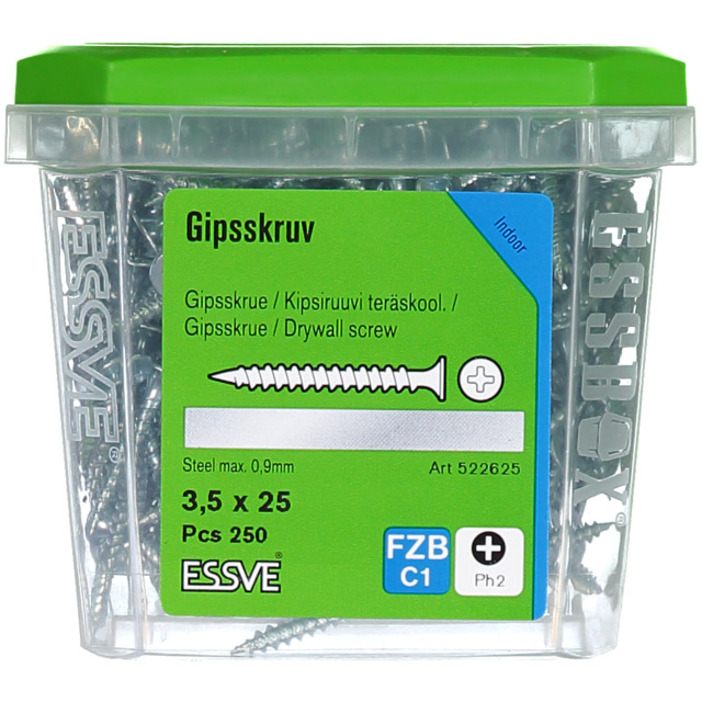 GIPSSKRUV 3,5X25 STÅLREGEL FZB 250ST