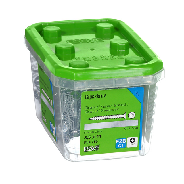 GIPSSKRUV 3,5X41 STÅLREGEL FZB 250ST                  406502