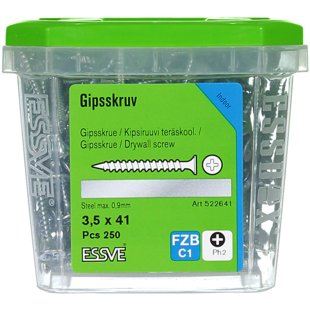 GIPSSKRUV 3,5X41 STÅLREGEL FZB 250ST                  406502