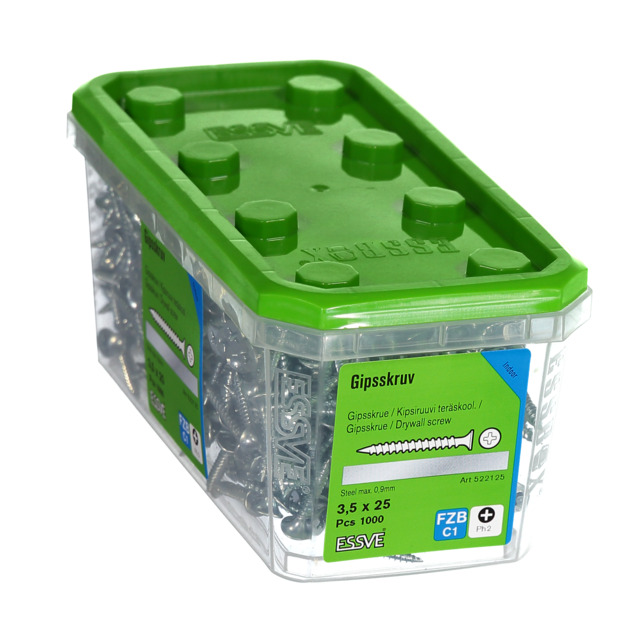 GIPSSKRUV 3,5X25 STÅL  1000ST FZB PH2               406502