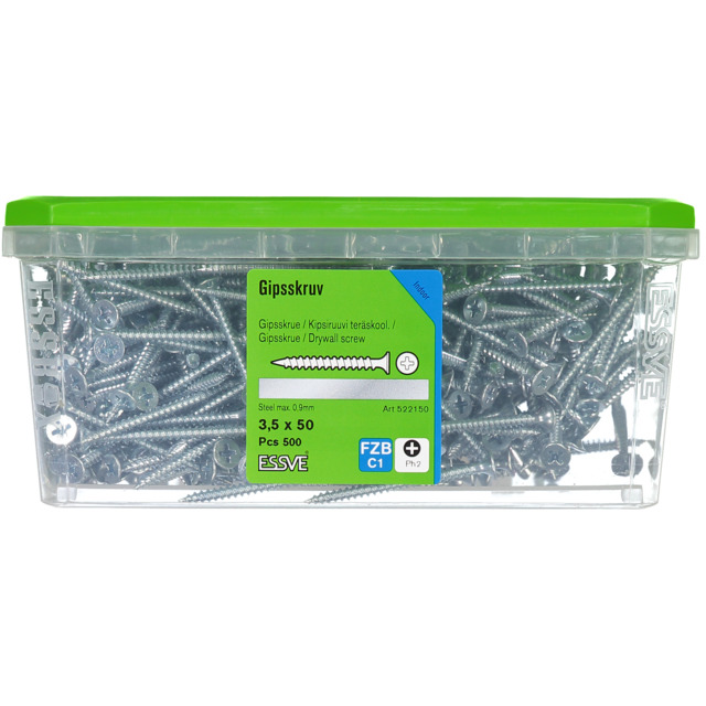 GIPSSKRUV 3,5X50 STÅL   500ST FZB PH2               406502
