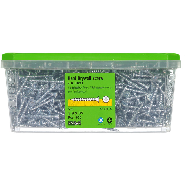 HÅRDGIPSSKRUV TRÄ 3,9X35MM 1000ST PH2 FZB