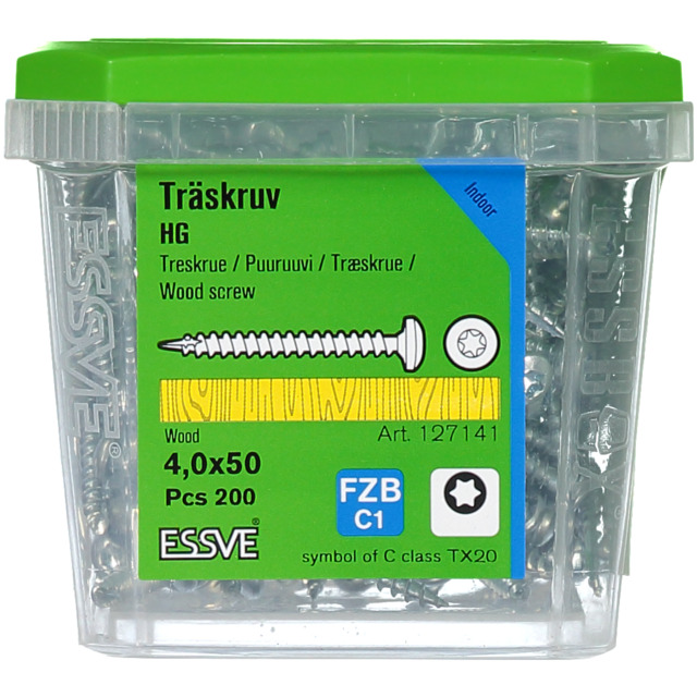 TRÄSKRUV KULLRIGT HUVUD TX20 HELGÄNGAD FZB 4X50MM 200ST
