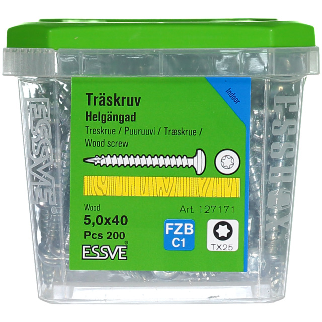 TRÄSKRUV HG KH FZB 5X40 200ST