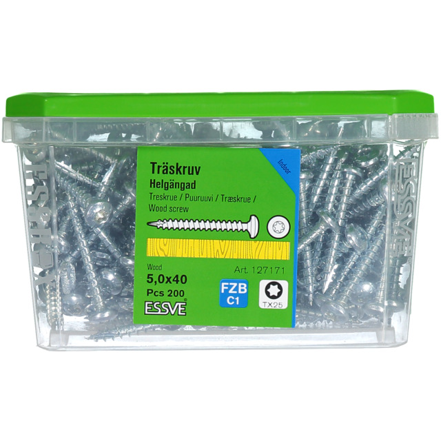 TRÄSKRUV HG KH FZB 5X40 200ST