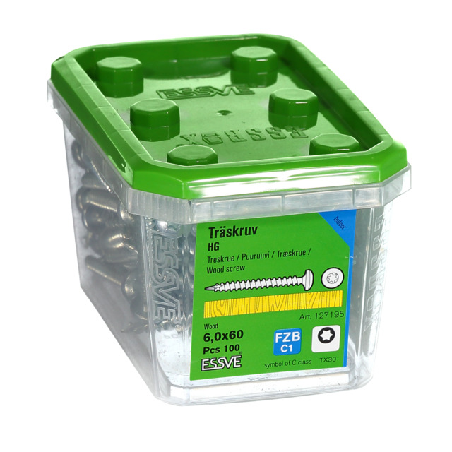 TRÄSKRUV KULLRIGT HUVUD TX30 HELGÄNGAD FZB 6X60MM 100ST