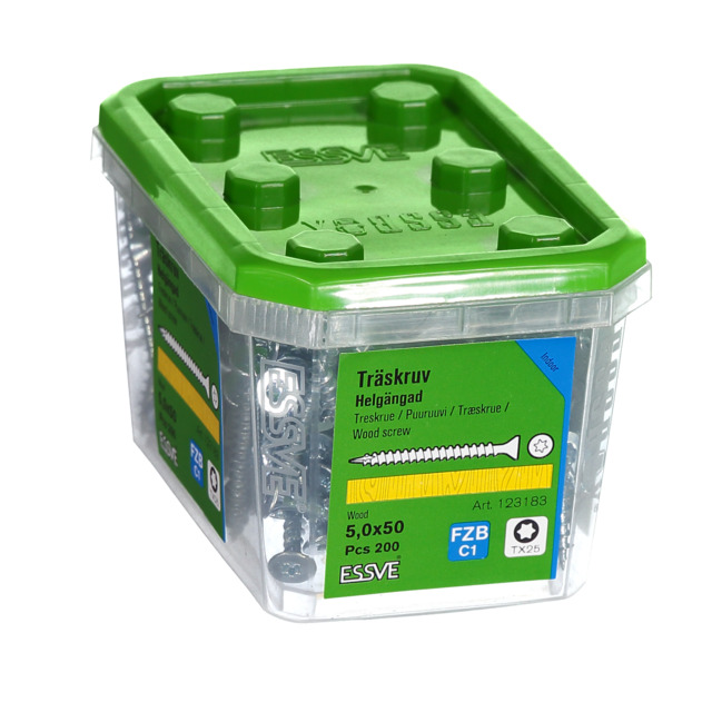 TRÄSKRUV HG FS FZB 5X50 200ST