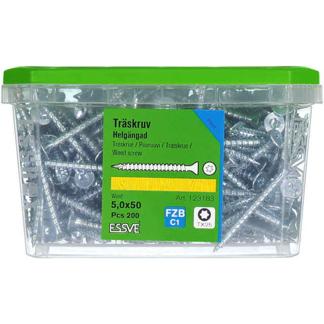 TRÄSKRUV HG FS FZB 5X50 200ST