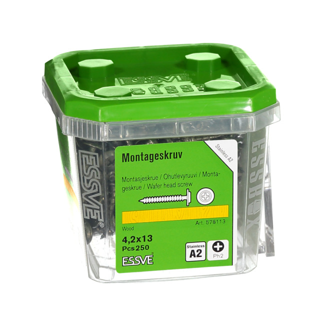 MONTAGESKRUV 4,2X13 A2 TRÄ 250ST ROSTFRI