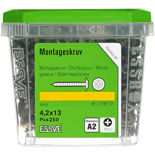 MONTAGESKRUV 4,2X13 A2 TRÄ 250ST ROSTFRI