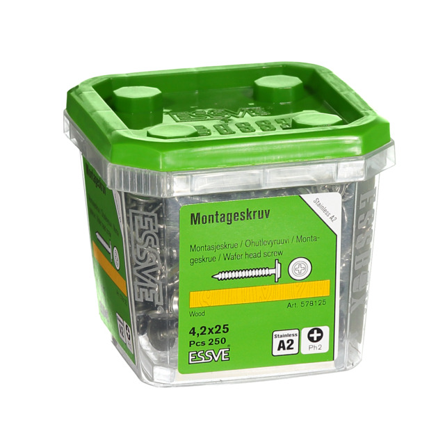 MONTAGESKRUV 4,2X25 A2 TRÄ 250ST ROSTFRI