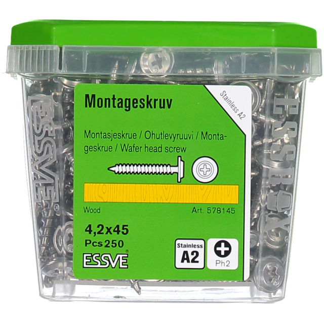 MONTAGESKRUV 4,2X45 A2 TRÄ 250ST ROSTFRI