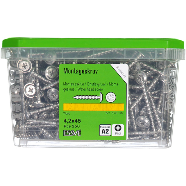 MONTAGESKRUV 4,2X45 A2 TRÄ 250ST ROSTFRI